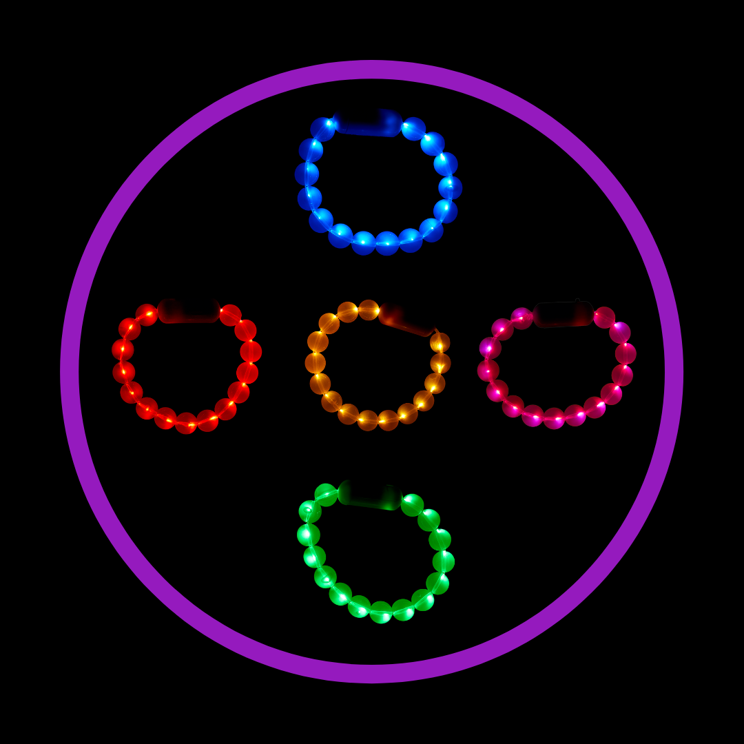 Triple Thick Tricolor Red White Blue Ultra Bright Glow Bracelets Kids Safe  Fun Light up Neon Glows in the Dark Bulk Party Supply 30ct 