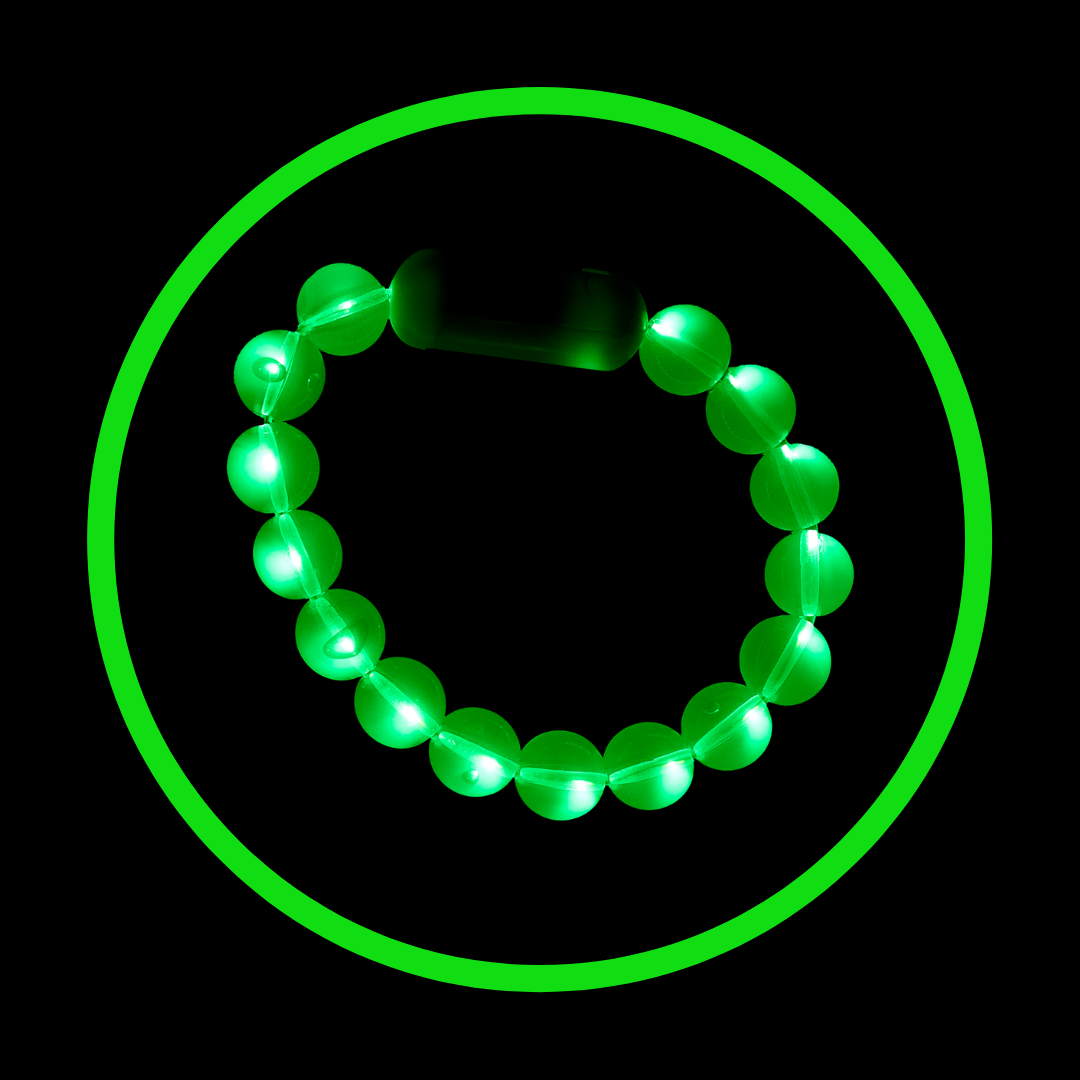 Glow in The Dark Green Glitter Fortune Bracelet